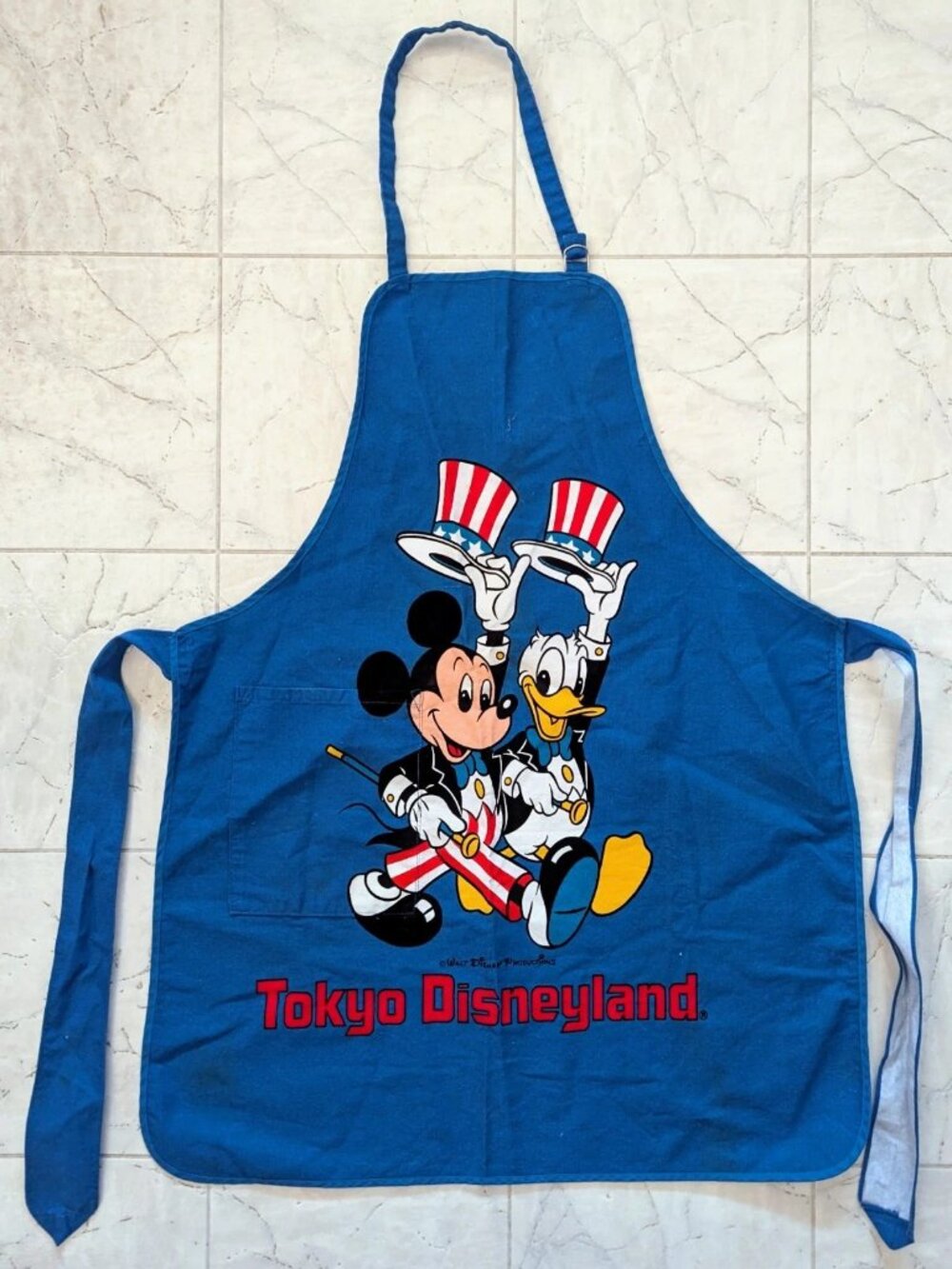 Vintage 1983 Tokyo Disneyland First Opened Mickey Donald 100% Cotton apron